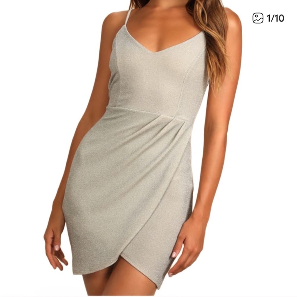 Lulus Forever Your Girl Silver Metallic Bodycon Dress - Size S